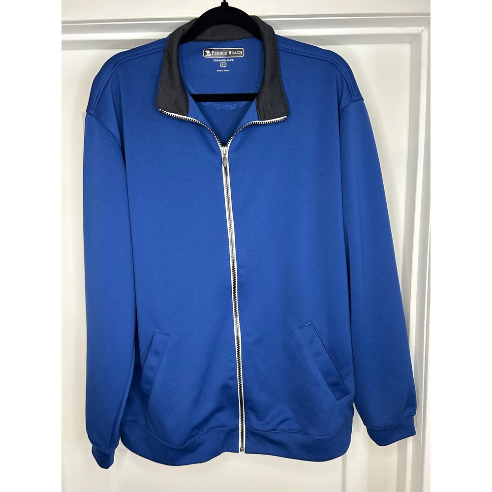 Pebble Beach Performance Mens XL Royal Blue Full Zip Golf Jacket Mock Neck